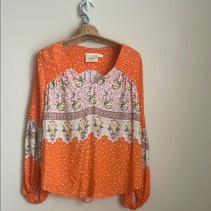 Maeve Vibrant Orange Floral Blouse